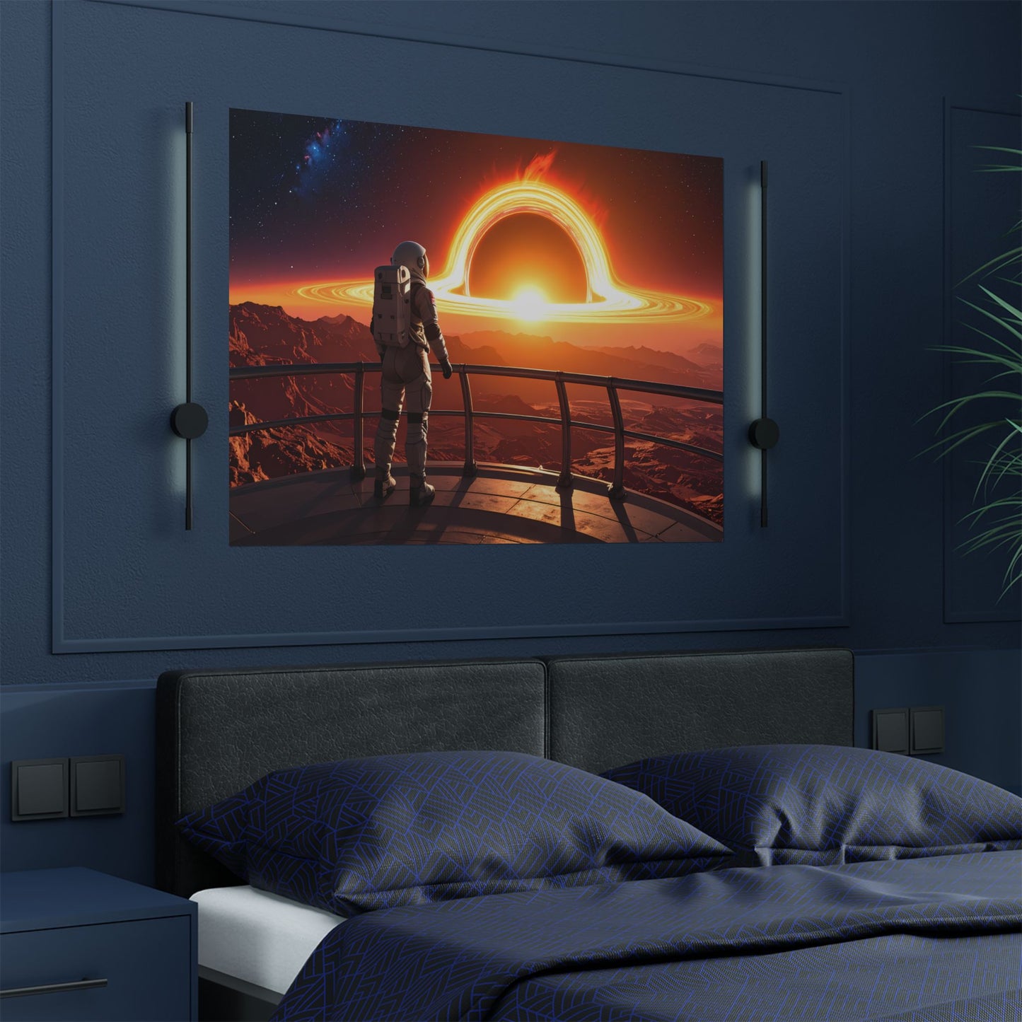 Astronaut Watching Blackhole, Satin Poster, Space Art Print, Cosmic Decor, Wall Art for Space Lovers, Unique Gift for Astronaut Fans, t-shirts, tshirts, tees