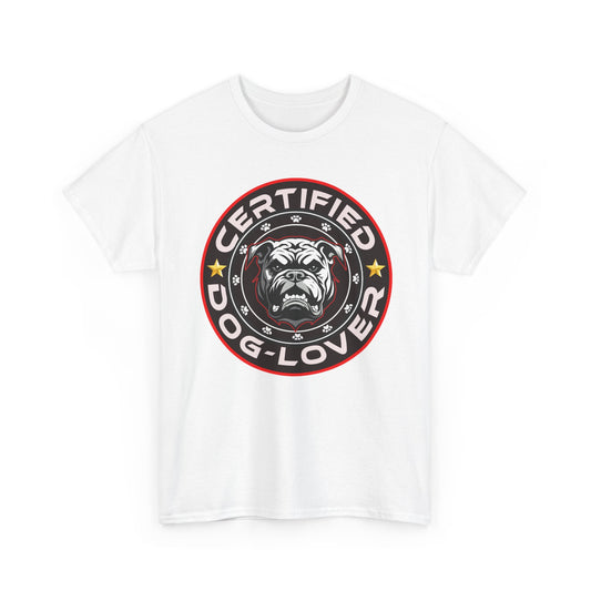 Certified Dog Lover Unisex Tee - Bulldog Print Design, GraphicTees, t-shirt, tshirt, png
