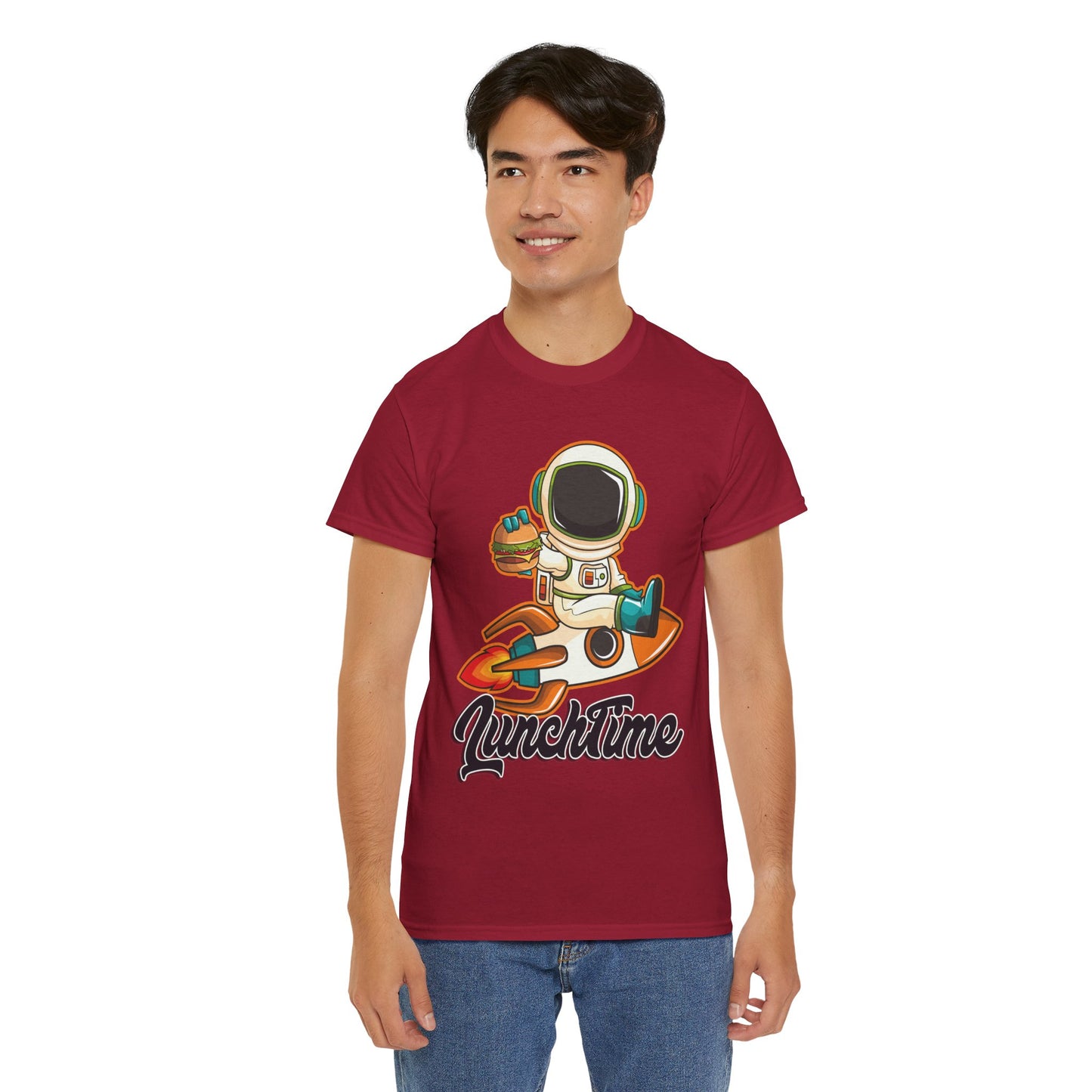 Astronaut Lunchtime Unisex Heavy Cotton Tee - Fun Graphic T-Shirt for Space Lovers, GraphicTees, png, t-shirts, tshirts