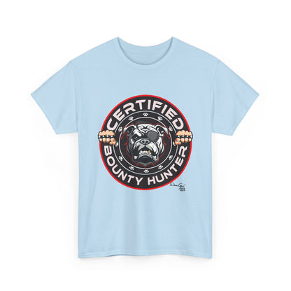 Certified Bounty Hunter, Unisex Heavy Cotton Tee, comedy, bulldog, print design, png, GraphicTees