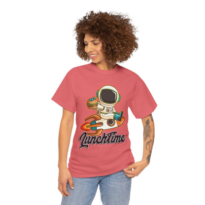Astronaut Lunchtime Unisex Heavy Cotton Tee - Fun Graphic T-Shirt for Space Lovers, GraphicTees, png, t-shirts, tshirts