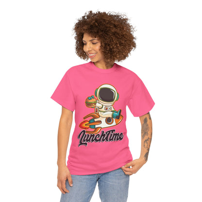 Astronaut Lunchtime Unisex Heavy Cotton Tee - Fun Graphic T-Shirt for Space Lovers, GraphicTees, png, t-shirts, tshirts
