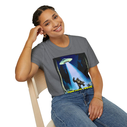Bigfoot Probe Unisex Softstyle T-Shirt - Fun UFO Graphic Tee, Perfect Gift, Halloween, Nerd Culture, Outdoors, Alien, Graphic tees, t-shirts, Graphic design, t-shirts, tees