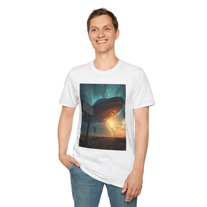 Roswell City Limits, Alien Sunset Softstyle T-Shirt | Unisex Graphic Tee, UFO Theme Shirt, Casual, Gift for Sci-Fi Lovers, Summer Fashion