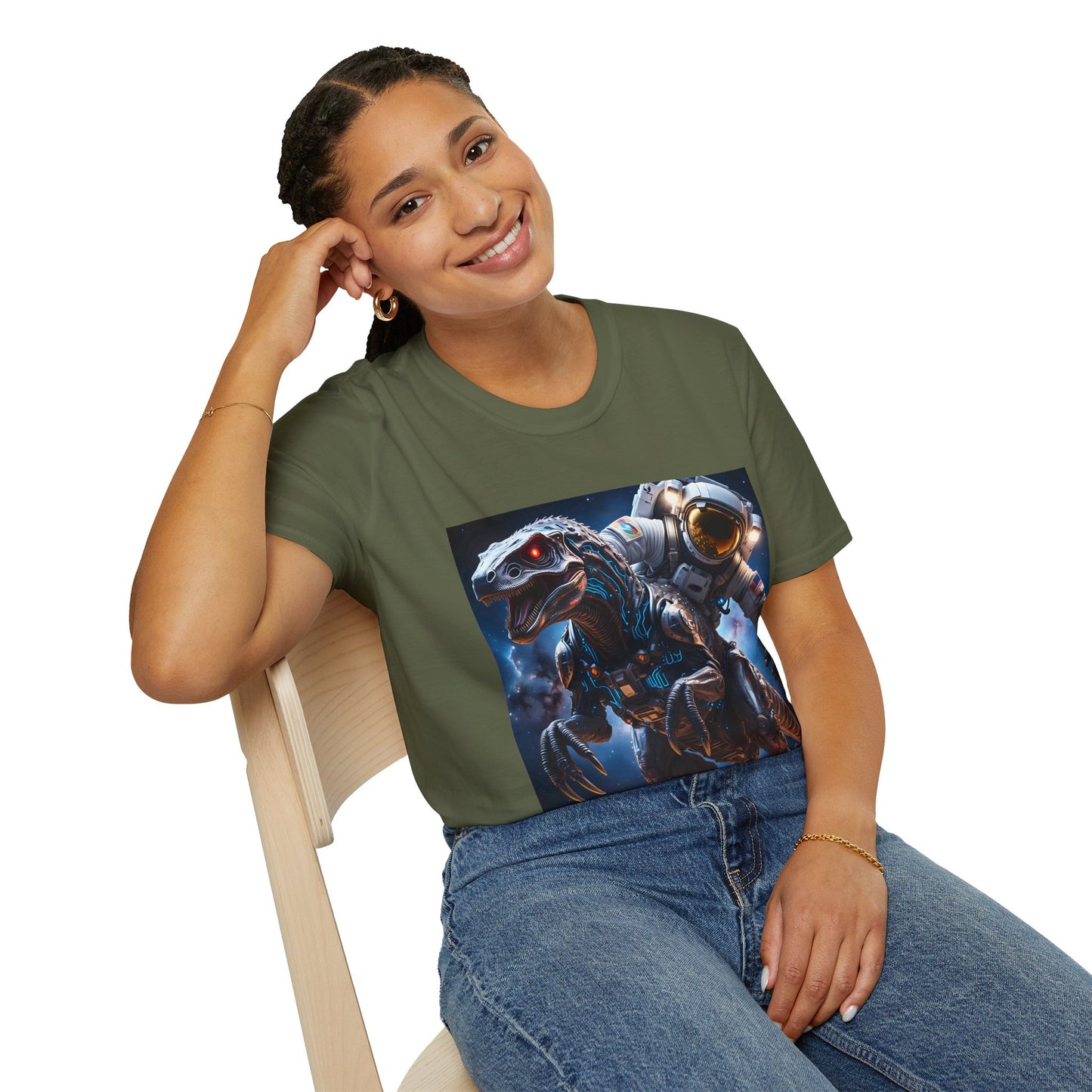 Space Dinosaur Unisex Softstyle T-Shirt, Fun Gift for Kids, Science Fiction Tee, Unique Graphic Shirt, Cool Outfit for Parties, t-shirt, tshirt, png