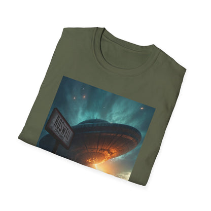Roswell City Limits, Alien Sunset Softstyle T-Shirt | Unisex Graphic Tee, UFO Theme Shirt, Casual, Gift for Sci-Fi Lovers, Summer Fashion