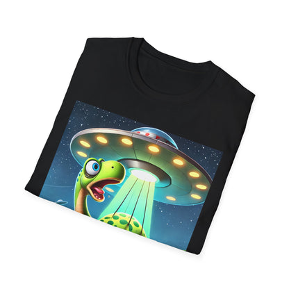 Cute Alien Dinosaur Unisex T-Shirt, Fun Graphic Tee, Kids & Adults, Space Theme, Playful Gift Idea, Birthday, Casual Wear
