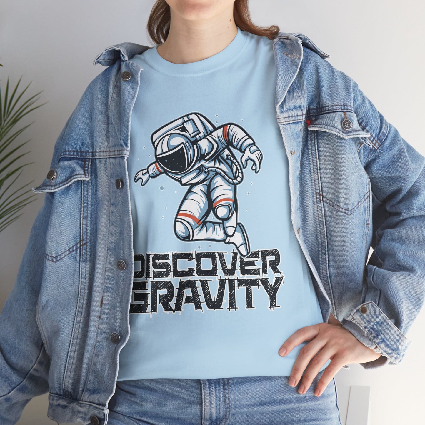 Discover Gravity. Unisex Heavy Cotton Tee - Fun Astronaut, Astronomy Graphic Tee - Unisex graphic design, png Express Delivery available