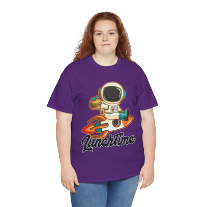 Astronaut Lunchtime Unisex Heavy Cotton Tee - Fun Graphic T-Shirt for Space Lovers, GraphicTees, png, t-shirts, tshirts
