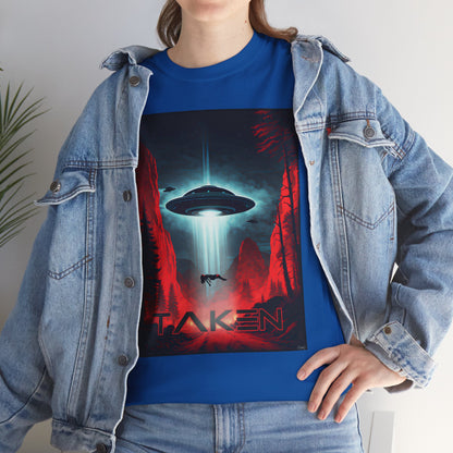 Taken, Unisex Heavy Cotton Tee, UFO inspired t-shirt, graphic design, art, png, t-shirts, tshirts, tee