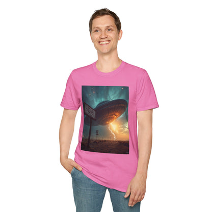 Roswell City Limits, Alien Sunset Softstyle T-Shirt | Unisex Graphic Tee, UFO Theme Shirt, Casual, Gift for Sci-Fi Lovers, Summer Fashion