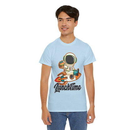 Astronaut Lunchtime Unisex Heavy Cotton Tee - Fun Graphic T-Shirt for Space Lovers, GraphicTees, png, t-shirts, tshirts