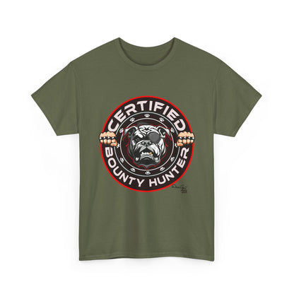 Certified Bounty Hunter, Unisex Heavy Cotton Tee, comedy, bulldog, print design, png, GraphicTees
