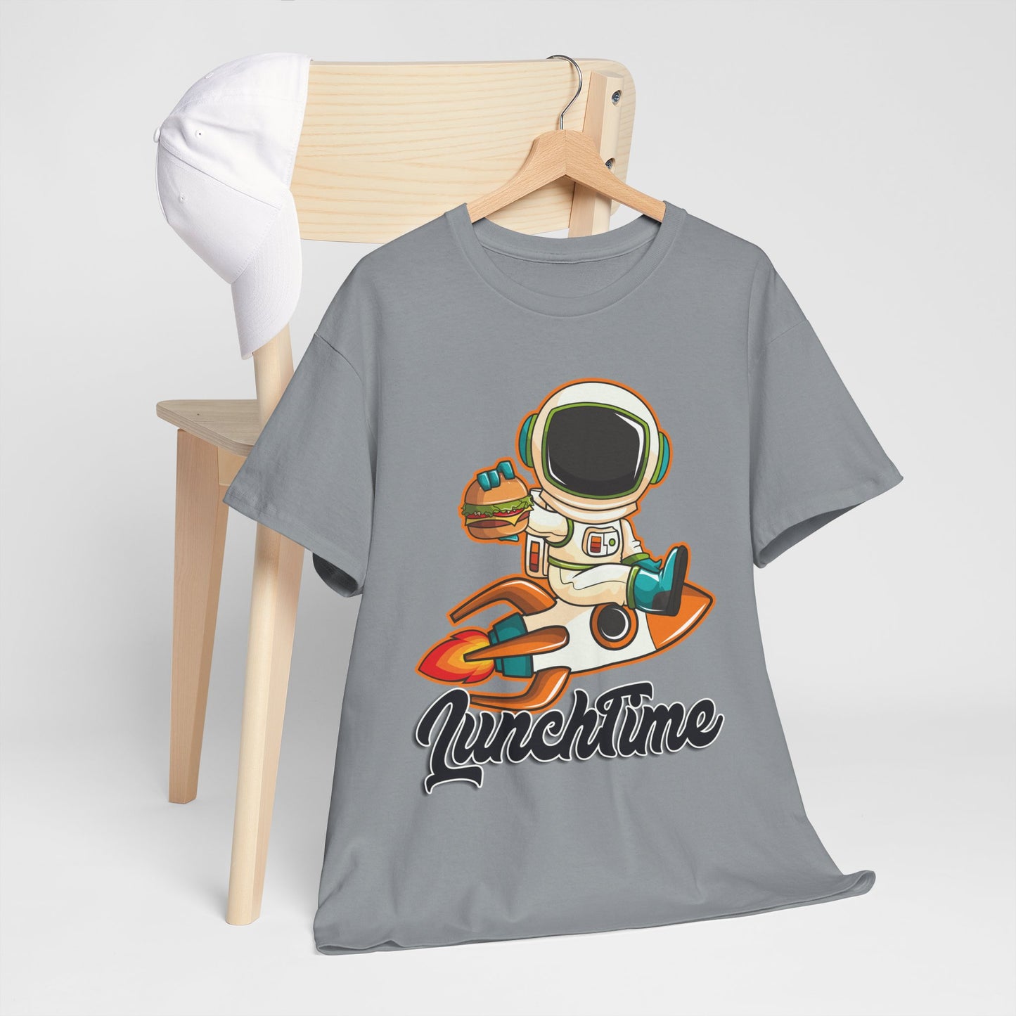 Astronaut Lunchtime Unisex Heavy Cotton Tee - Fun Graphic T-Shirt for Space Lovers, GraphicTees, png, t-shirts, tshirts