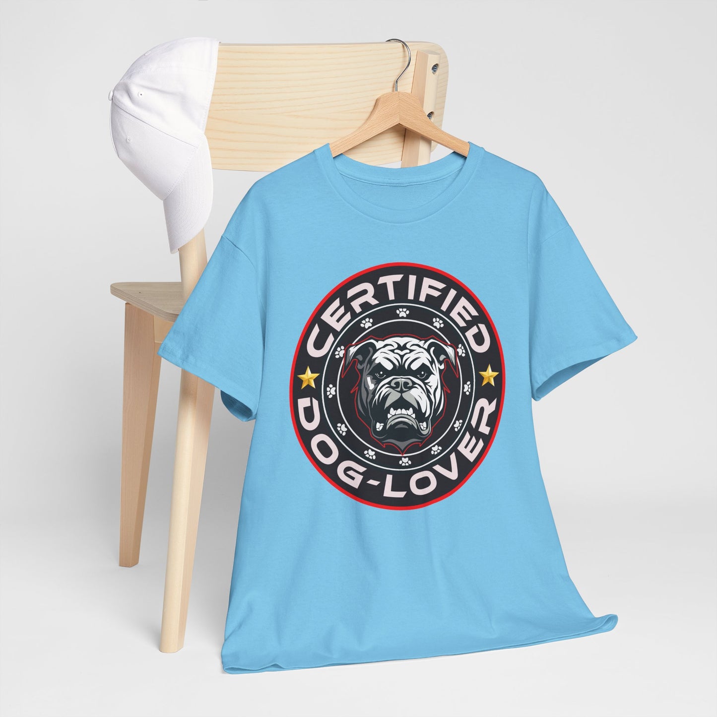 Certified Dog Lover Unisex Tee - Bulldog Print Design, GraphicTees, t-shirt, tshirt, png