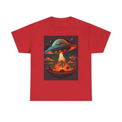 UFO, Bigfoot, Unisex Heavy Cotton Tee, graphic design, t-shirt, t-shirts, tshirts, png
