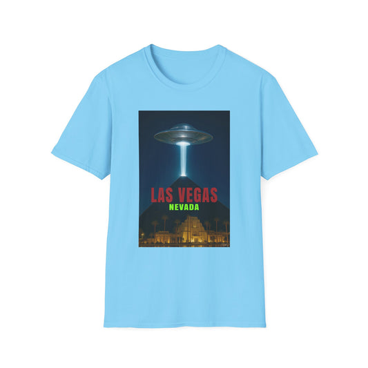 Luxor UFO, Las Vegas UFO Unisex Softstyle T-Shirt - Retro Nevada Design, graphic design, t-shirts, tshirts, tees, GraphicTees, png