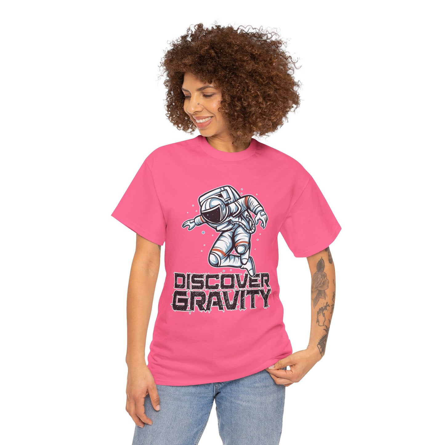 Discover Gravity. Unisex Heavy Cotton Tee - Fun Astronaut, Astronomy Graphic Tee - Unisex graphic design, png Express Delivery available