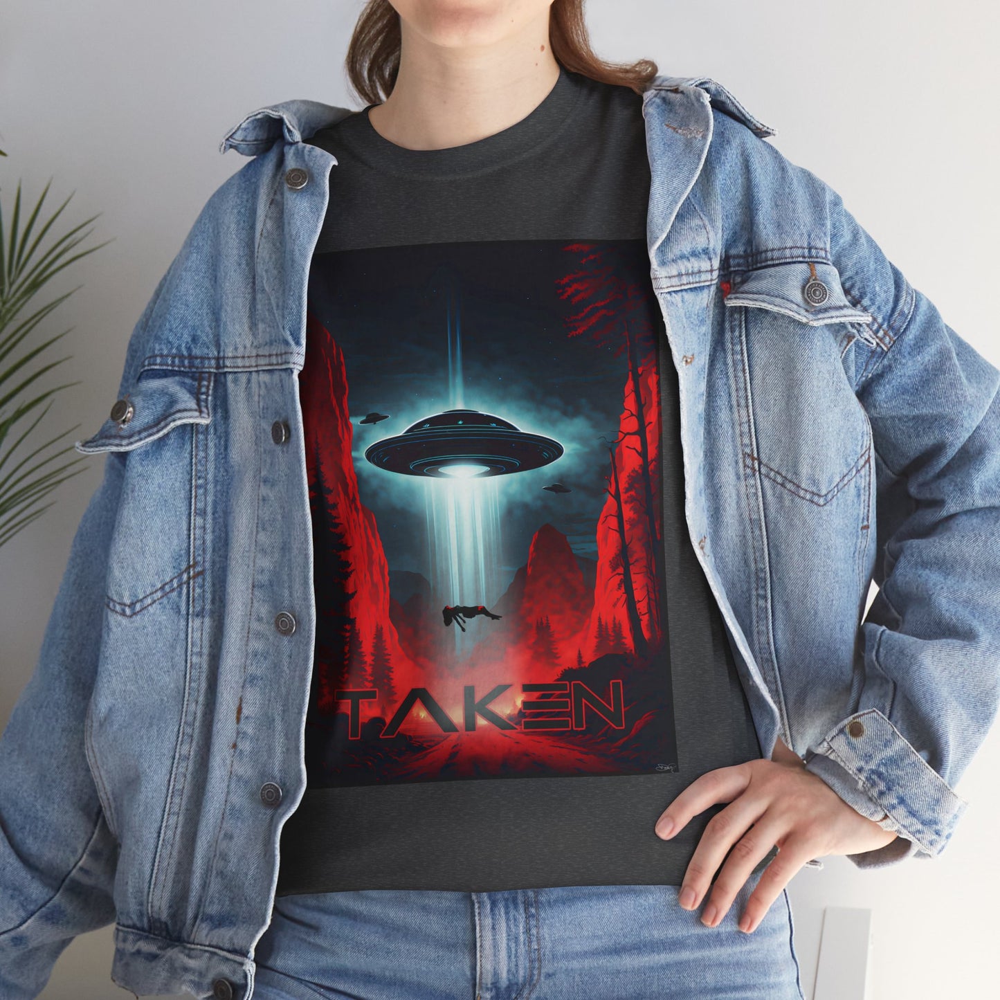 Taken, Unisex Heavy Cotton Tee, UFO inspired t-shirt, graphic design, art, png, t-shirts, tshirts, tee