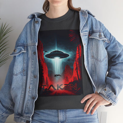 Taken, Unisex Heavy Cotton Tee, UFO inspired t-shirt, graphic design, art, png, t-shirts, tshirts, tee