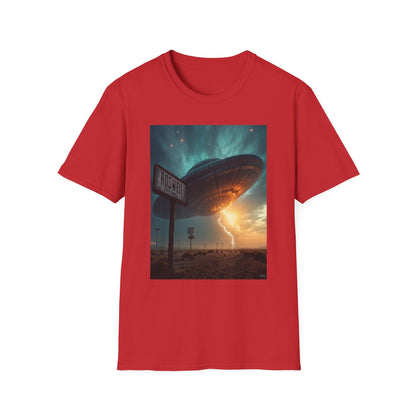 Roswell City Limits, Alien Sunset Softstyle T-Shirt | Unisex Graphic Tee, UFO Theme Shirt, Casual, Gift for Sci-Fi Lovers, Summer Fashion