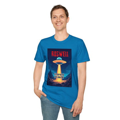 Roswell Alien Encounter Unisex T-Shirt, Retro Space UFO Tee, Sci-Fi Lovers Gift, Convention Wear, Extraterrestrial Tee, graphic design, png