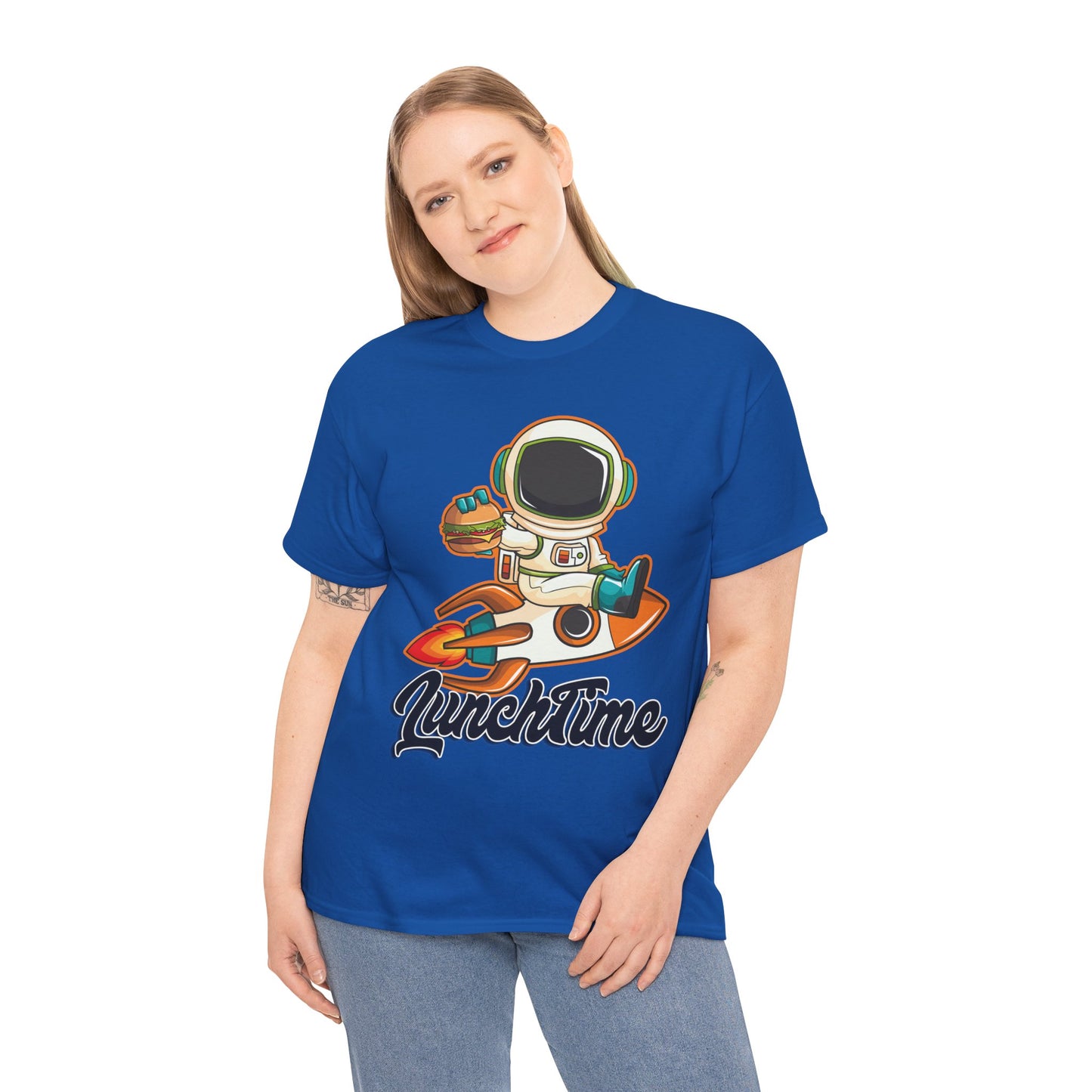 Astronaut Lunchtime Unisex Heavy Cotton Tee - Fun Graphic T-Shirt for Space Lovers, GraphicTees, png, t-shirts, tshirts