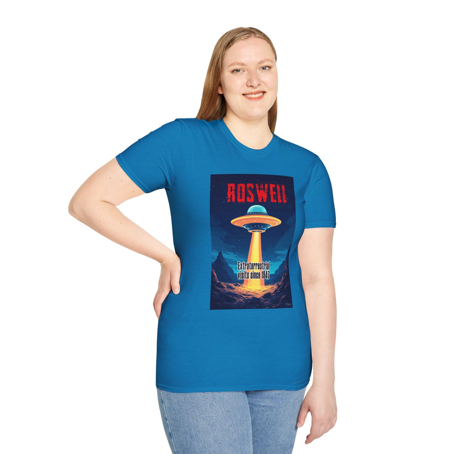 Roswell Alien Encounter Unisex T-Shirt, Retro Space UFO Tee, Sci-Fi Lovers Gift, Convention Wear, Extraterrestrial Tee, graphic design, png