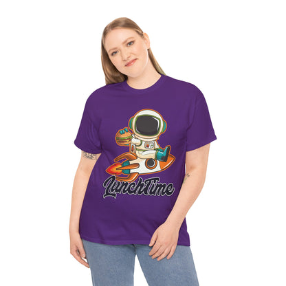 Astronaut Lunchtime Unisex Heavy Cotton Tee - Fun Graphic T-Shirt for Space Lovers, GraphicTees, png, t-shirts, tshirts