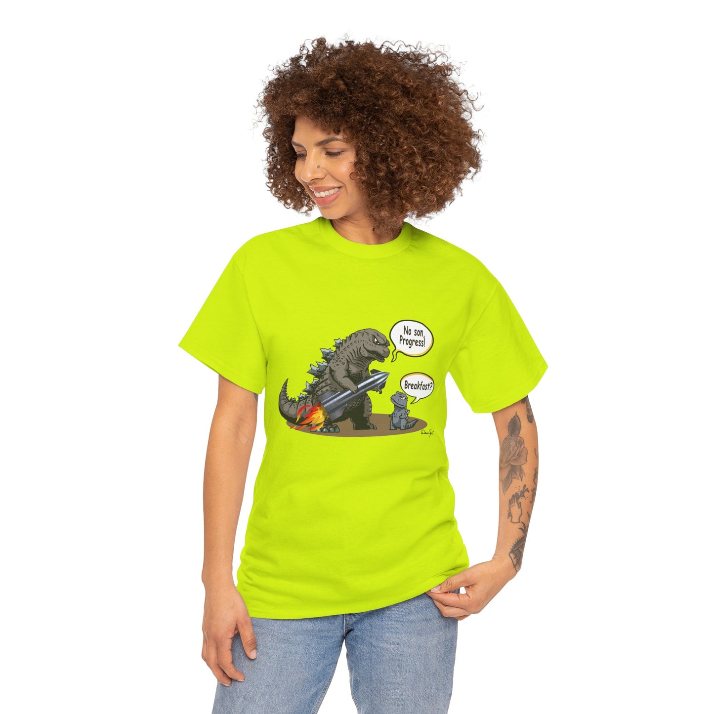Godzilla, Son and SpaceX, Unisex Heavy Cotton Tee, print design, t-shirt, t-shirts, t-shirts, png, funny, cartoons, tee