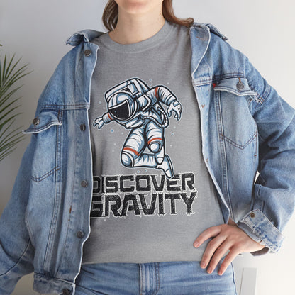 Discover Gravity. Unisex Heavy Cotton Tee - Fun Astronaut, Astronomy Graphic Tee - Unisex graphic design, png Express Delivery available