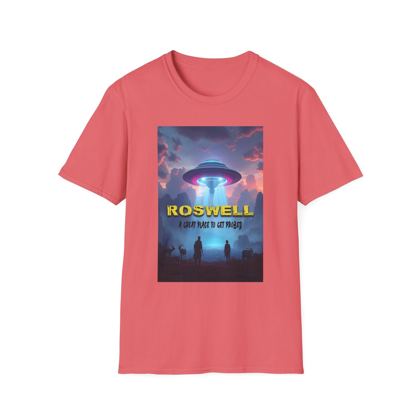 Roswell Probed Retro T-Shirt - Alien UFO Lover Gift, Sci-Fi Apparel, Extraterrestrial Tee, Unisex Softstyle Clothing, graphic design, png