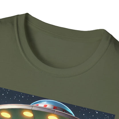 Cute Alien Dinosaur Unisex T-Shirt, Fun Graphic Tee, Kids & Adults, Space Theme, Playful Gift Idea, Birthday, Casual Wear