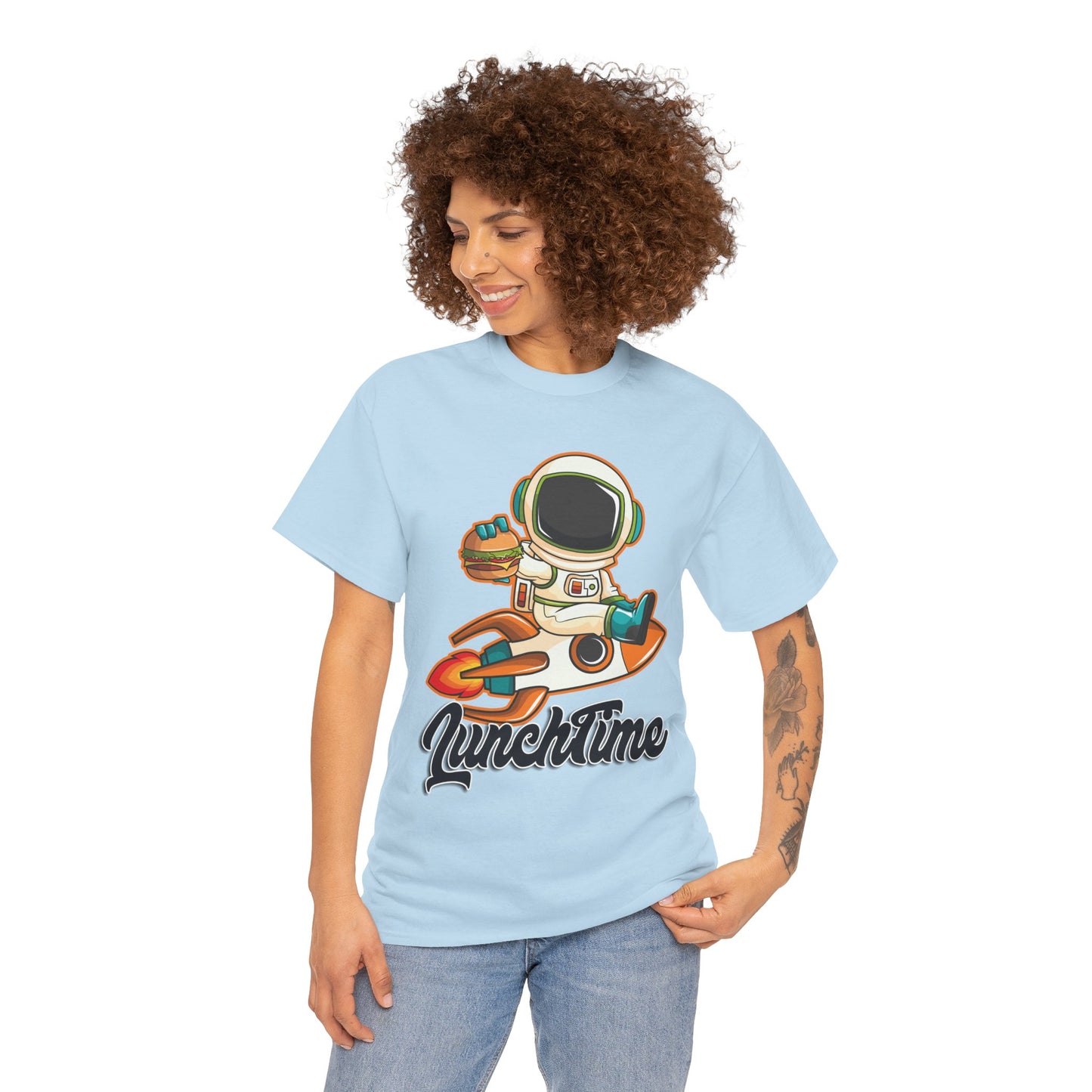 Astronaut Lunchtime Unisex Heavy Cotton Tee - Fun Graphic T-Shirt for Space Lovers, GraphicTees, png, t-shirts, tshirts