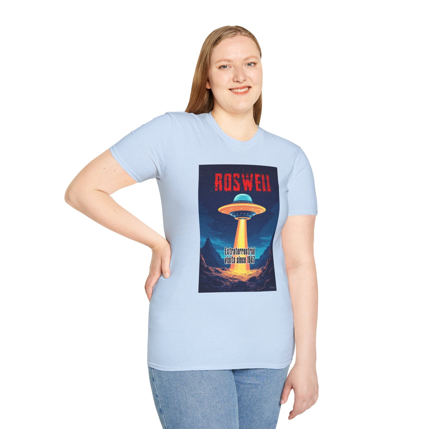 Roswell Alien Encounter Unisex T-Shirt, Retro Space UFO Tee, Sci-Fi Lovers Gift, Convention Wear, Extraterrestrial Tee, graphic design, png