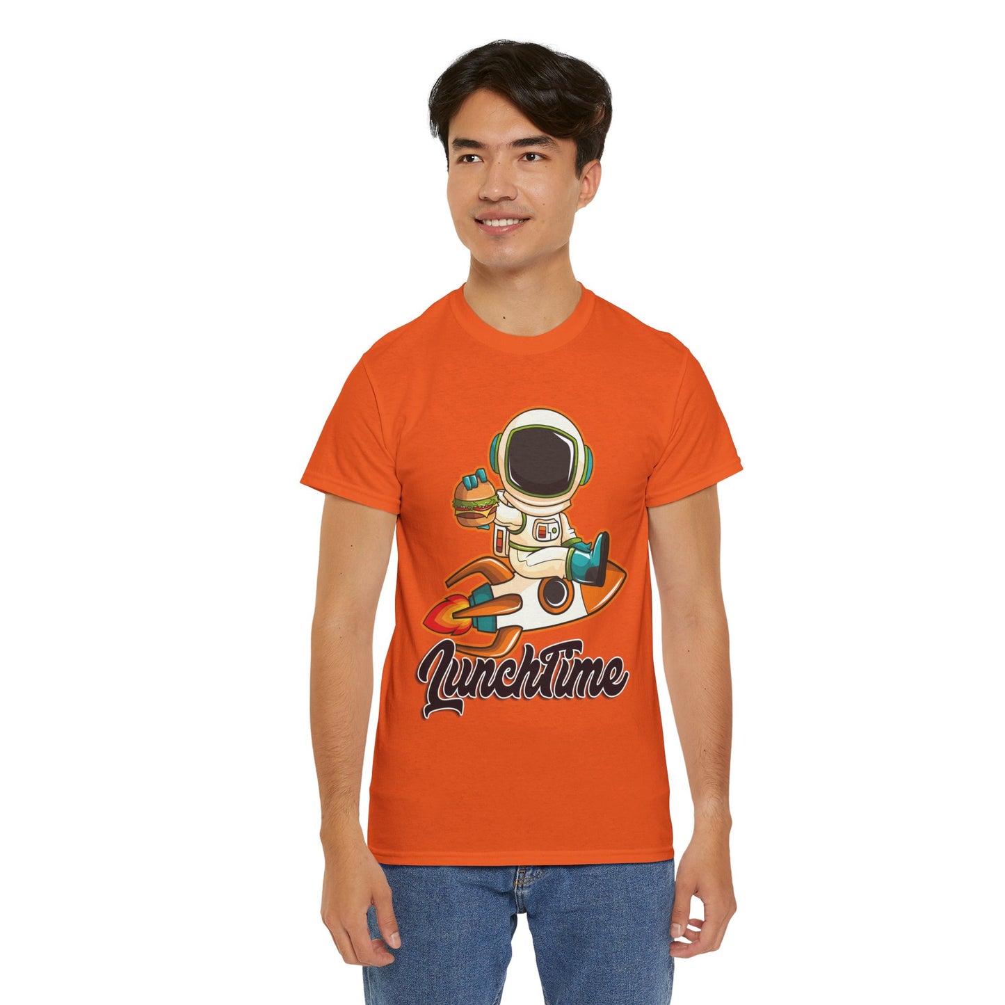 Astronaut Lunchtime Unisex Heavy Cotton Tee - Fun Graphic T-Shirt for Space Lovers, GraphicTees, png, t-shirts, tshirts