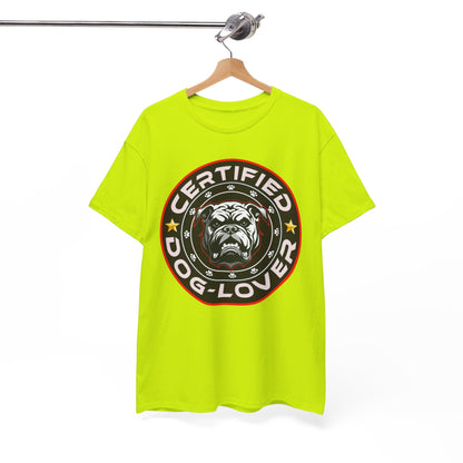 Certified Dog Lover Unisex Tee - Bulldog Print Design, GraphicTees, t-shirt, tshirt, png