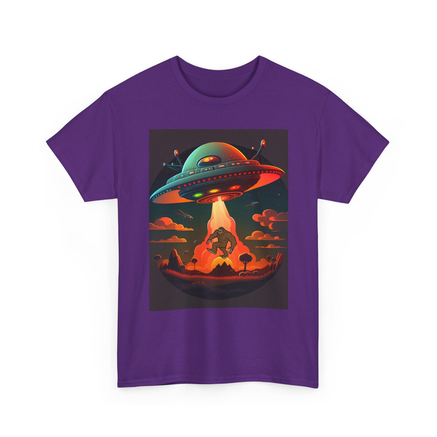 UFO, Bigfoot, Unisex Heavy Cotton Tee, graphic design, t-shirt, t-shirts, tshirts, png