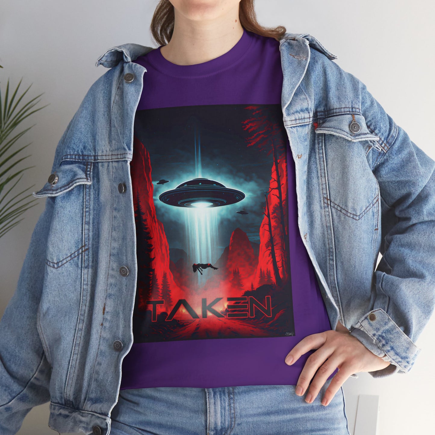 Taken, Unisex Heavy Cotton Tee, UFO inspired t-shirt, graphic design, art, png, t-shirts, tshirts, tee