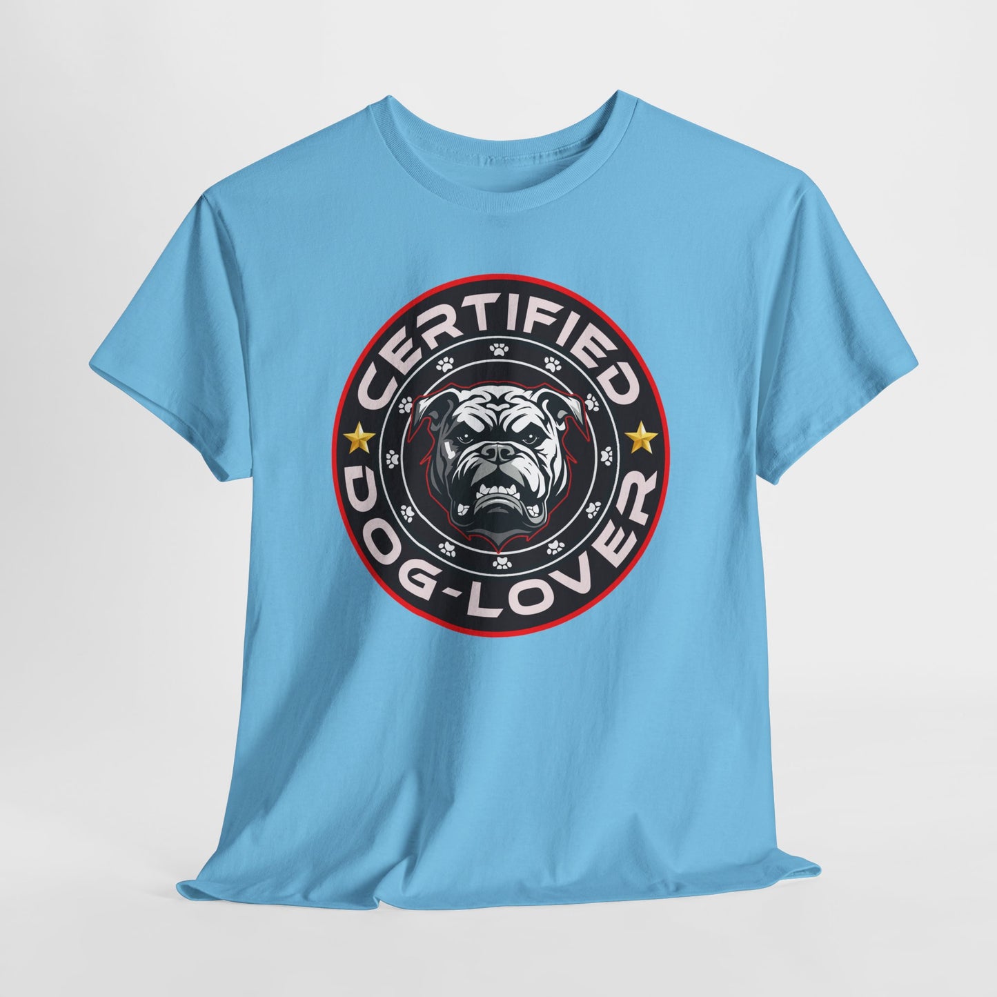 Certified Dog Lover Unisex Tee - Bulldog Print Design, GraphicTees, t-shirt, tshirt, png