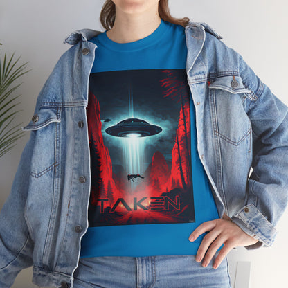 Taken, Unisex Heavy Cotton Tee, UFO inspired t-shirt, graphic design, art, png, t-shirts, tshirts, tee