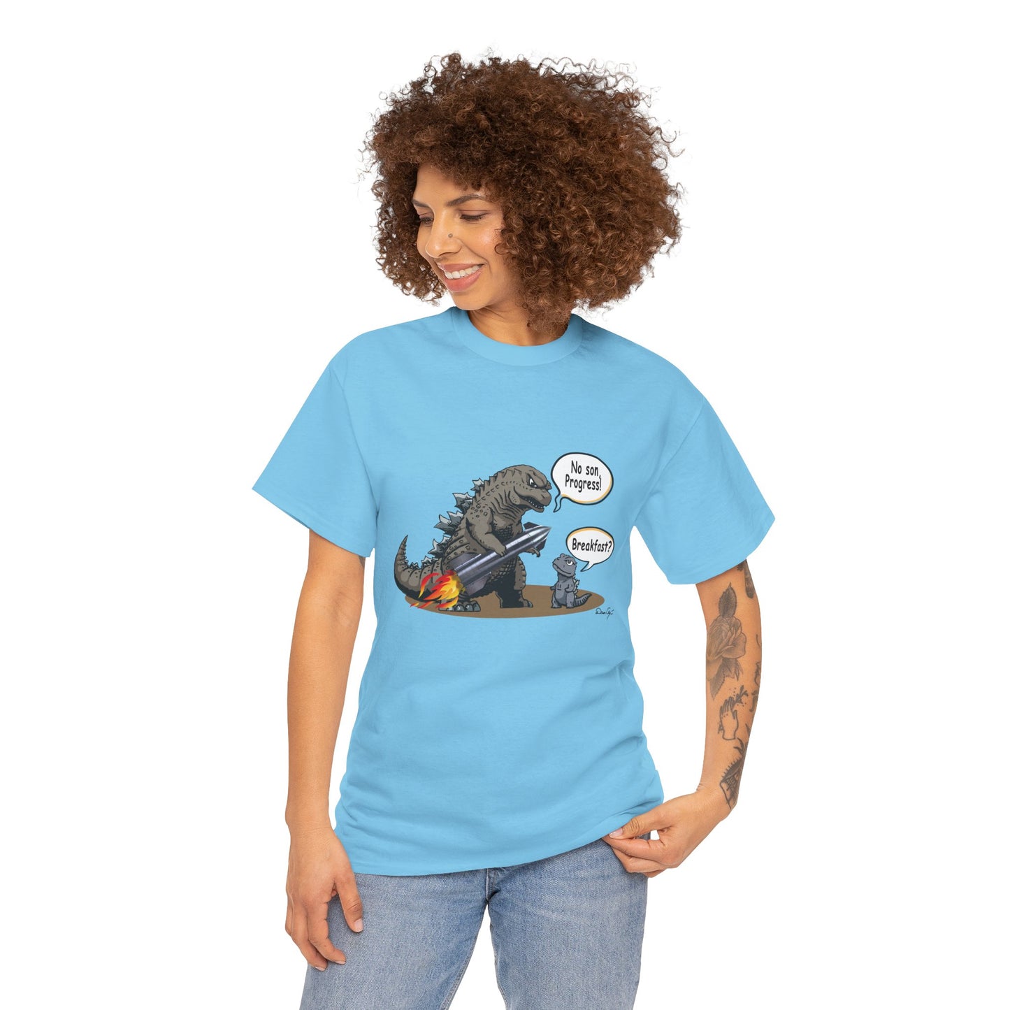 Godzilla, Son and SpaceX, Unisex Heavy Cotton Tee, print design, t-shirt, t-shirts, t-shirts, png, funny, cartoons, tee