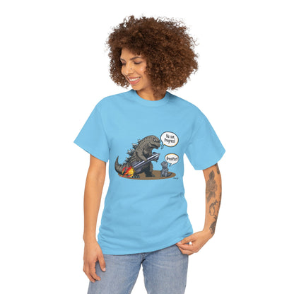 Godzilla, Son and SpaceX, Unisex Heavy Cotton Tee, print design, t-shirt, t-shirts, t-shirts, png, funny, cartoons, tee