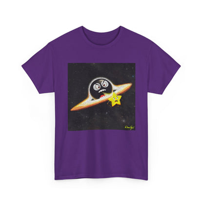 BlackHole Chasing Star, Space-Themed Unisex Heavy Cotton Tee with Cartoon Penguin Design, graphic design, png
