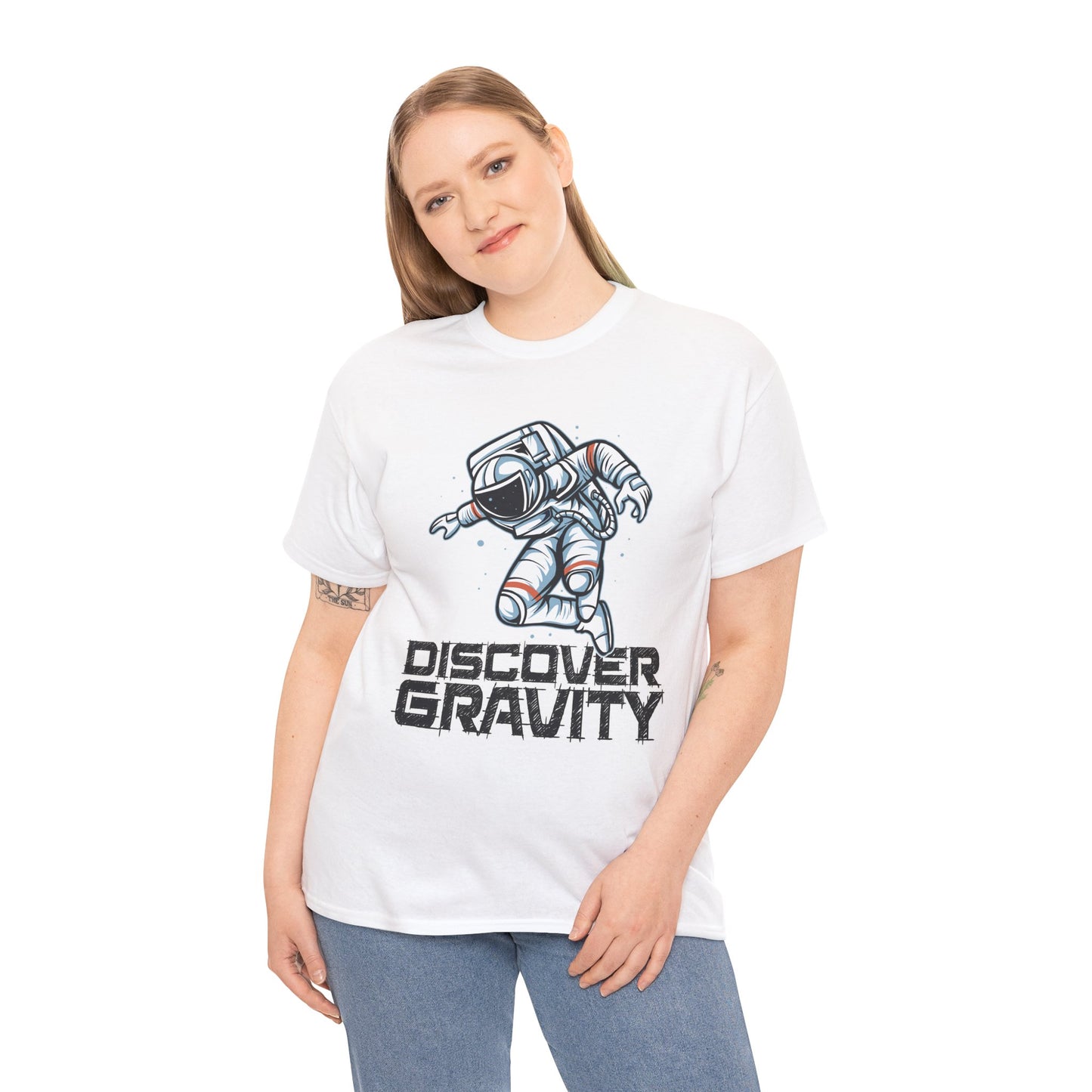 Discover Gravity. Unisex Heavy Cotton Tee - Fun Astronaut, Astronomy Graphic Tee - Unisex graphic design, png Express Delivery available