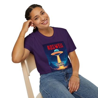 Roswell Alien Encounter Unisex T-Shirt, Retro Space UFO Tee, Sci-Fi Lovers Gift, Convention Wear, Extraterrestrial Tee, graphic design, png