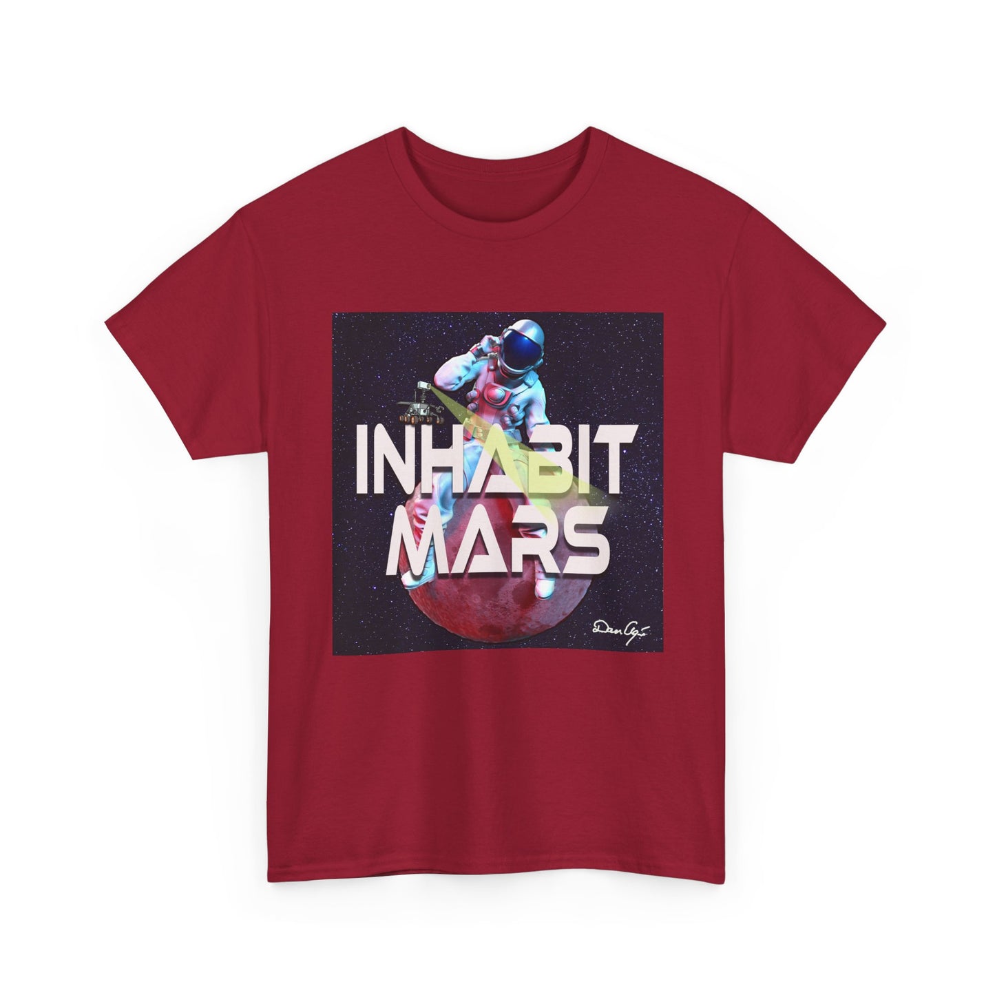Inhabit Mars, Unisex Heavy Cotton Tee, Space, SpaceX, Universe, UFO, multiverse, graphic design, png, graphic design, t-shirts, tee
