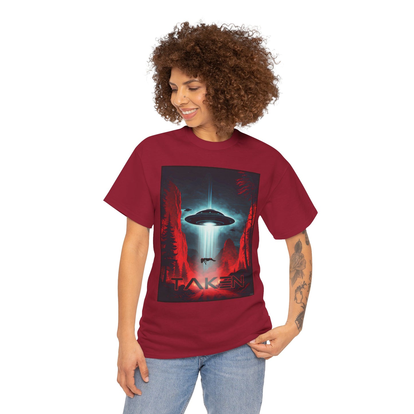 Taken, Unisex Heavy Cotton Tee, UFO inspired t-shirt, graphic design, art, png, t-shirts, tshirts, tee