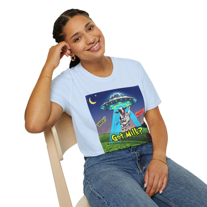 Got Milk? Funny Unisex Softstyle T-Shirt, Humorous Tee, Perfect for Cow Lovers, Milking Day, Farm-themed Gifts, Quirky Apparel, graphic