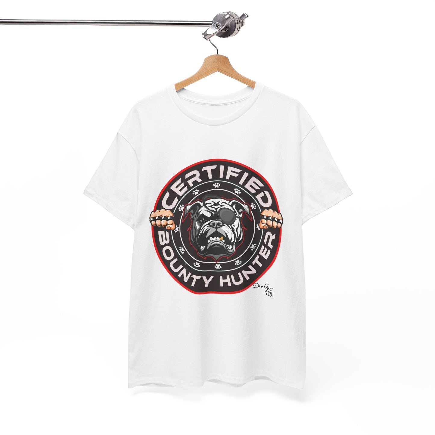 Certified Bounty Hunter, Unisex Heavy Cotton Tee, comedy, bulldog, print design, png, GraphicTees